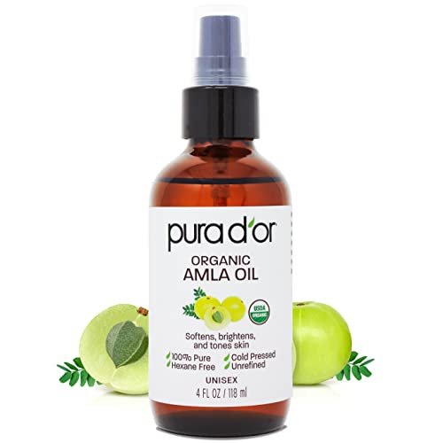 PURA D'OR 4 Oz Organic Amla Oil – 100% Pure USDA Certified Premium Grade, Cold Pressed, Unrefined, Extra Virgin Hair Serum for Thickening & Growth – Women & Men - görsel 2