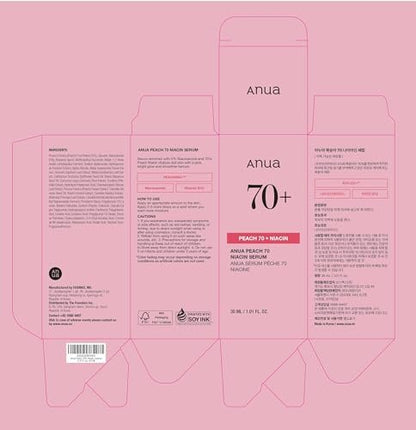 Anua Peach 70 Niacinamide Serum – Daily Glow Serum for Glass Skin, Hydrating & Lightweight Korean Face Serum with Vitamin B12, 1.01 fl.oz Avelisse