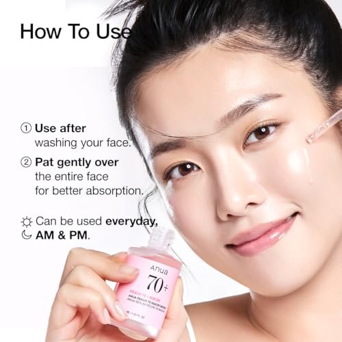 Anua Peach 70 Niacinamide Serum – Daily Glow Serum for Glass Skin, Hydrating & Lightweight Korean Face Serum with Vitamin B12, 1.01 fl.oz Avelisse