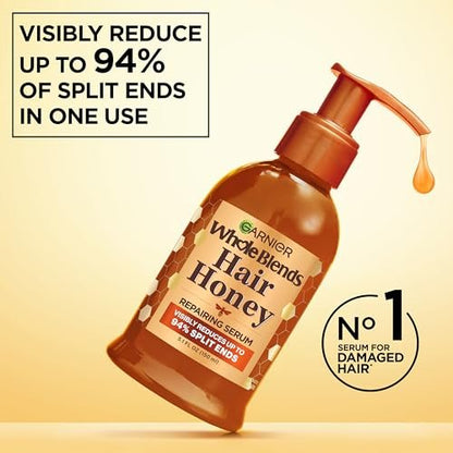 Garnier Whole Blends Honey Treasures Hair Honey Repairing Serum for Long, Damaged Hair, 5.1 Fl Oz (Pack of 2)