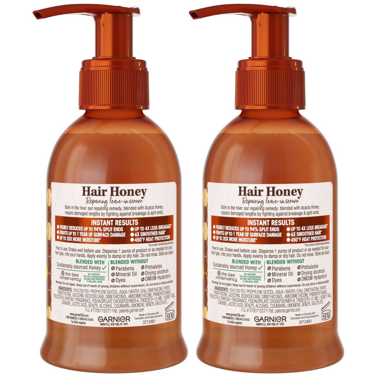 Garnier Whole Blends Honey Treasures Hair Honey Repairing Serum for Long, Damaged Hair, 5.1 Fl Oz (Pack of 2) - görsel 18