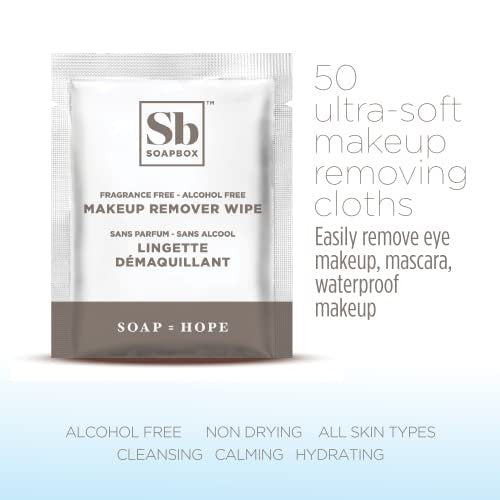 Soapbox Fragrance-Free Makeup Remover Wipes - Gentle Facial Cleansing Wipes for Dirt and Oil, Alcohol Free, 50 Count Avelisse