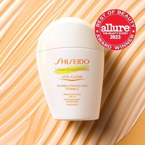 Shiseido Urban Environment Vita-Clear Sunscreen SPF 42 - Invisible Vitamin C Sun Protection, No-Shine, 8-Hour Makeup Effect, Non-Comedogenic, 30 mL Avelisse