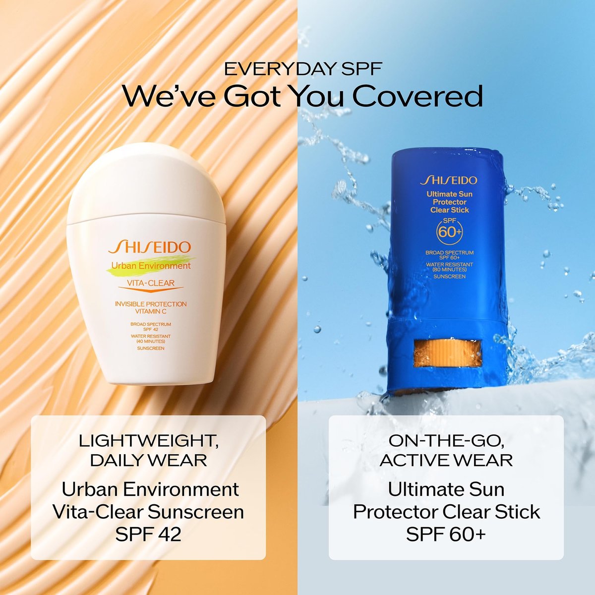 Shiseido Urban Environment Vita-Clear Sunscreen SPF 42 - Invisible Vitamin C Sun Protection, No-Shine, 8-Hour Makeup Effect, Non-Comedogenic, 30 mL Avelisse