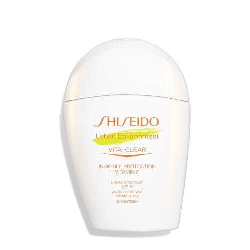 Shiseido Urban Environment Vita-Clear Sunscreen SPF 42 - Invisible Vitamin C Sun Protection, No-Shine, 8-Hour Makeup Effect, Non-Comedogenic, 30 mL Avelisse