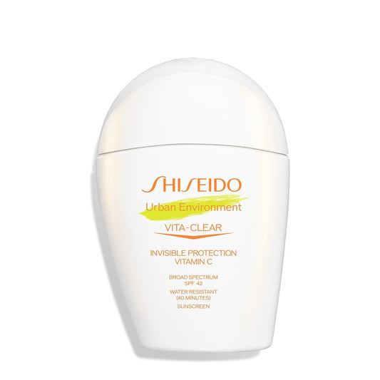 Shiseido Urban Environment Vita-Clear Sunscreen SPF 42 - Invisible Vitamin C Sun Protection, No-Shine, 8-Hour Makeup Effect, Non-Comedogenic, 30 mL Avelisse