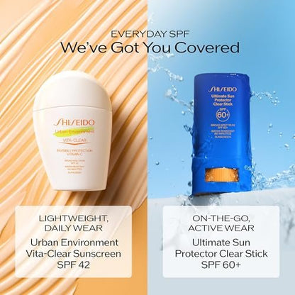 Shiseido Urban Environment Vita-Clear Sunscreen SPF 42 - Invisible Vitamin C Sun Protection, No-Shine, 8-Hour Makeup Effect, Non-Comedogenic, 30 mL Avelisse