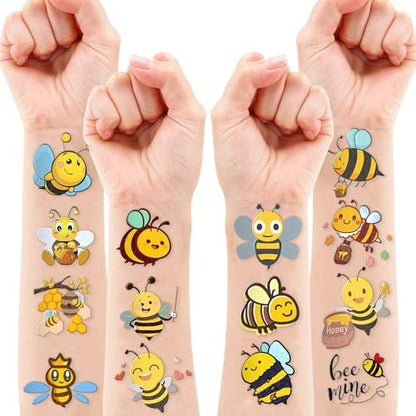 96PCS Bee Pre-Cut Temporary Tattoos for Kids – Cute Party Favors & Decorations, Perfect for Birthday Parties, School Prizes, and Themed Gifts for Boys & Girls