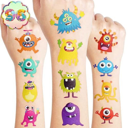 96PCS Monster Pre-Cut Temporary Tattoos for Kids - Cute Little Monster Birthday Party Supplies, Fun Stickers for Boys & Girls, Themed Party Favors, School Prizes, Gift Ideas Avelisse