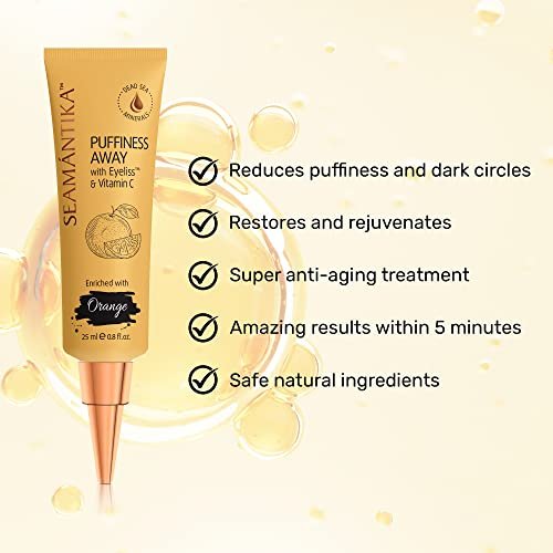 SEAMANTIKA PUFFINESS AWAY Eye Cream - Instant Eye Bag Remover with Eyeliss & Vitamin C, 0.8 fl oz - Temporary Reduction of Puffiness, Wrinkles & Dark Circles Avelisse