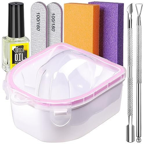 Teenitor Nail Soaking Bowl Set – Soak Off Gel Polish & Dip Powder Remover with Manicure Tools, Cuticle Care, Nail File Buffer (Milk and Honey) - görsel 2