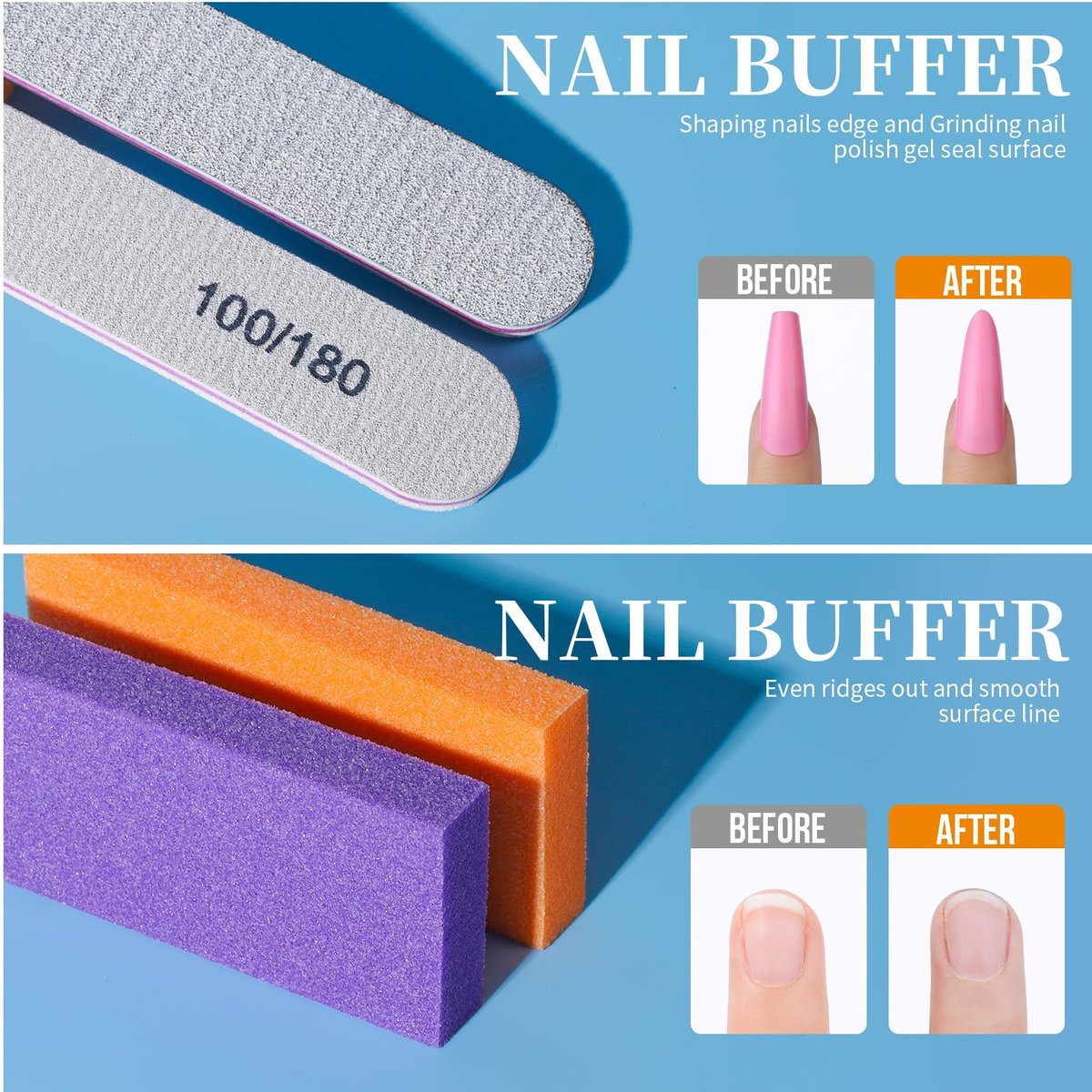 Teenitor Nail Soaking Bowl Set – Soak Off Gel Polish & Dip Powder Remover with Manicure Tools, Cuticle Care, Nail File Buffer (Milk and Honey) - görsel 7