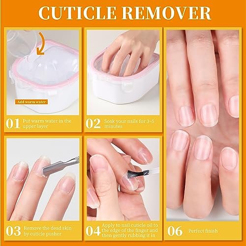 Teenitor Nail Soaking Bowl Set – Soak Off Gel Polish & Dip Powder Remover with Manicure Tools, Cuticle Care, Nail File Buffer (Milk and Honey) - görsel 12