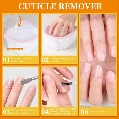 Teenitor Nail Soaking Bowl Set – Soak Off Gel Polish & Dip Powder Remover with Manicure Tools, Cuticle Care, Nail File Buffer (Milk and Honey)
