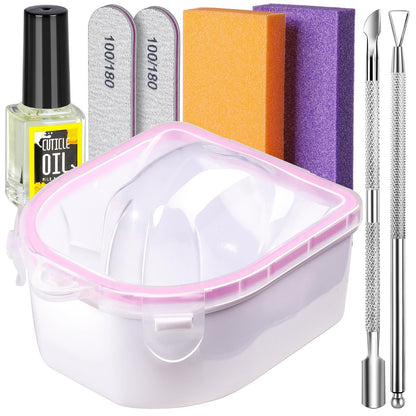 Teenitor Nail Soaking Bowl Set – Soak Off Gel Polish & Dip Powder Remover with Manicure Tools, Cuticle Care, Nail File Buffer (Milk and Honey)