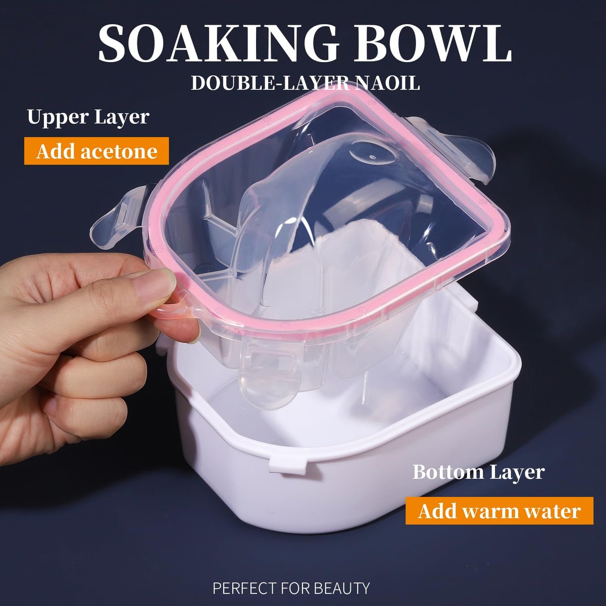 Teenitor Nail Soaking Bowl Set – Soak Off Gel Polish & Dip Powder Remover with Manicure Tools, Cuticle Care, Nail File Buffer (Milk and Honey) - görsel 5