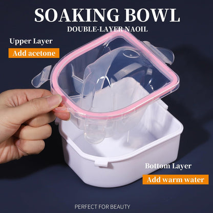 Teenitor Nail Soaking Bowl Set – Soak Off Gel Polish & Dip Powder Remover with Manicure Tools, Cuticle Care, Nail File Buffer (Milk and Honey)