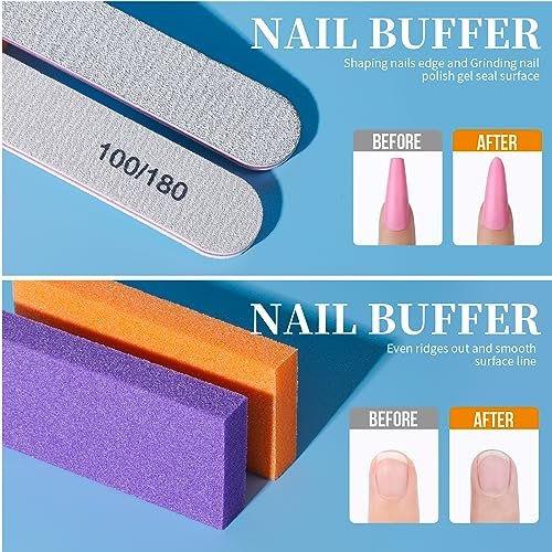 Teenitor Nail Soaking Bowl Set – Soak Off Gel Polish & Dip Powder Remover with Manicure Tools, Cuticle Care, Nail File Buffer (Milk and Honey) - görsel 8