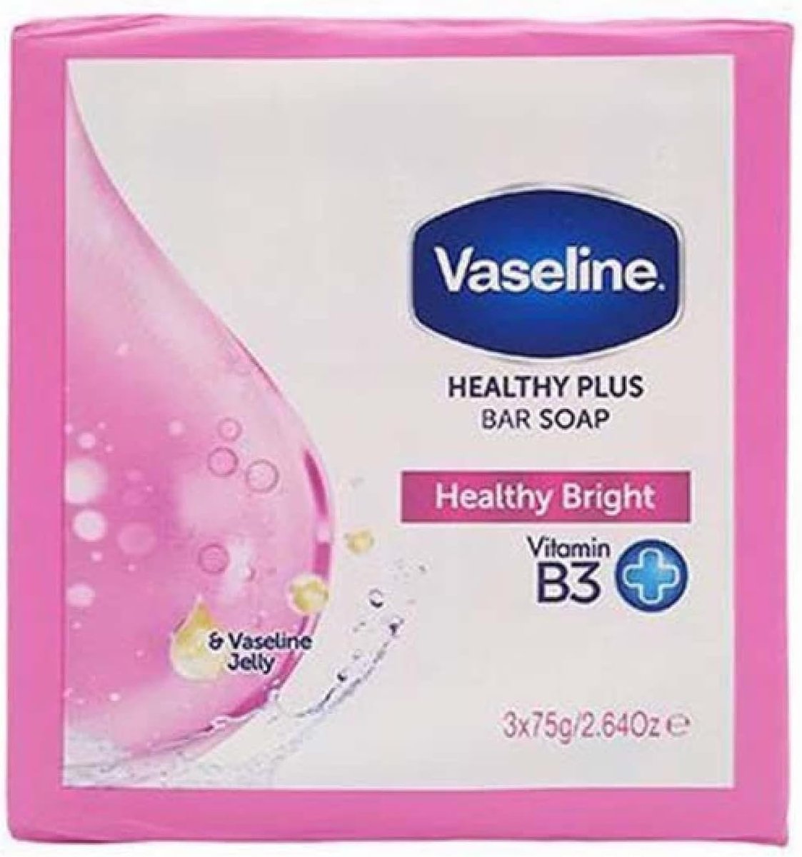 Vaseline Healthy Plus Bar Soap Healthy Bright - 3 x 75g, Brightening & Moisturizing Body Soap - görsel 1