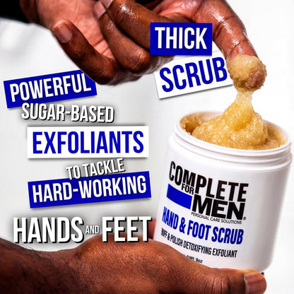 COMPLETE FOR MEN Hand and Foot Scrub - Exfoliating Sugar Scrub for Dry Skin, Moisturizing Rough Skin Remover, Ideal for Hands and Feet Care, 9 oz Avelisse
