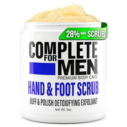 COMPLETE FOR MEN Hand and Foot Scrub - Exfoliating Sugar Scrub for Dry Skin, Moisturizing Rough Skin Remover, Ideal for Hands and Feet Care, 9 oz Avelisse