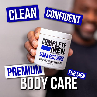 COMPLETE FOR MEN Hand and Foot Scrub - Exfoliating Sugar Scrub for Dry Skin, Moisturizing Rough Skin Remover, Ideal for Hands and Feet Care, 9 oz Avelisse