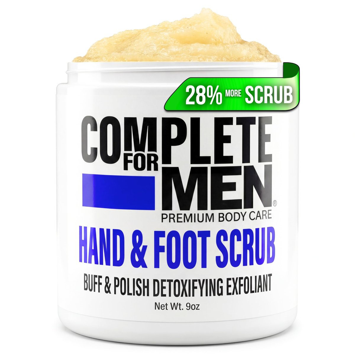 COMPLETE FOR MEN Hand and Foot Scrub - Exfoliating Sugar Scrub for Dry Skin, Moisturizing Rough Skin Remover, Ideal for Hands and Feet Care, 9 oz Avelisse