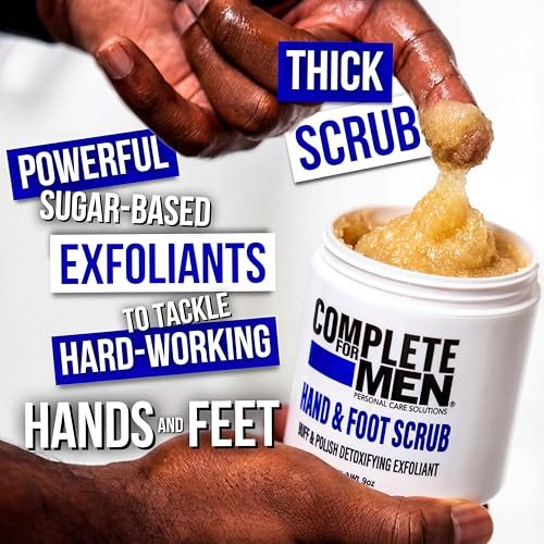 COMPLETE FOR MEN Hand and Foot Scrub - Exfoliating Sugar Scrub for Dry Skin, Moisturizing Rough Skin Remover, Ideal for Hands and Feet Care, 9 oz Avelisse
