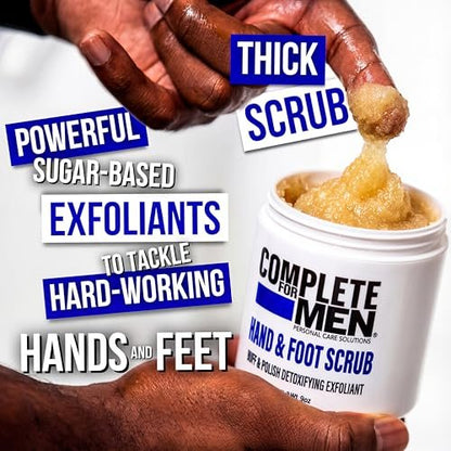 COMPLETE FOR MEN Hand and Foot Scrub - Exfoliating Sugar Scrub for Dry Skin, Moisturizing Rough Skin Remover, Ideal for Hands and Feet Care, 9 oz Avelisse