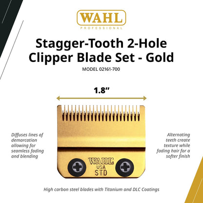Wahl Professional Stagger Tooth Gold Bladeset - High-Precision Replacement Blade for Cordless Magic Clip 8148 & 8509 Avelisse