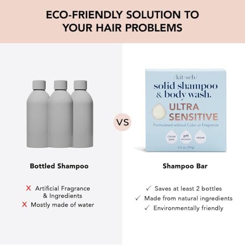 Kitsch 2-in-1 Shampoo Bar and Body Wash - Ultra Sensitive, Vegan & Natural, 5-Ingredient Formula for Hair & Body - Scent-Free, 3.2 oz - görsel 10