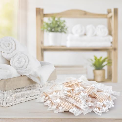 500 Pack Individually Wrapped Cotton Swabs – Double Tipped Wooden Sticks for Ear, Makeup & Craft (4pcs per Bag, 500 Bags, Double Round End) - görsel 12