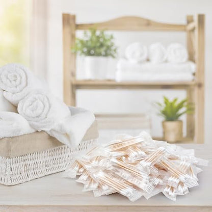 500 Pack Individually Wrapped Cotton Swabs – Double Tipped Wooden Sticks for Ear, Makeup & Craft (4pcs per Bag, 500 Bags, Double Round End)