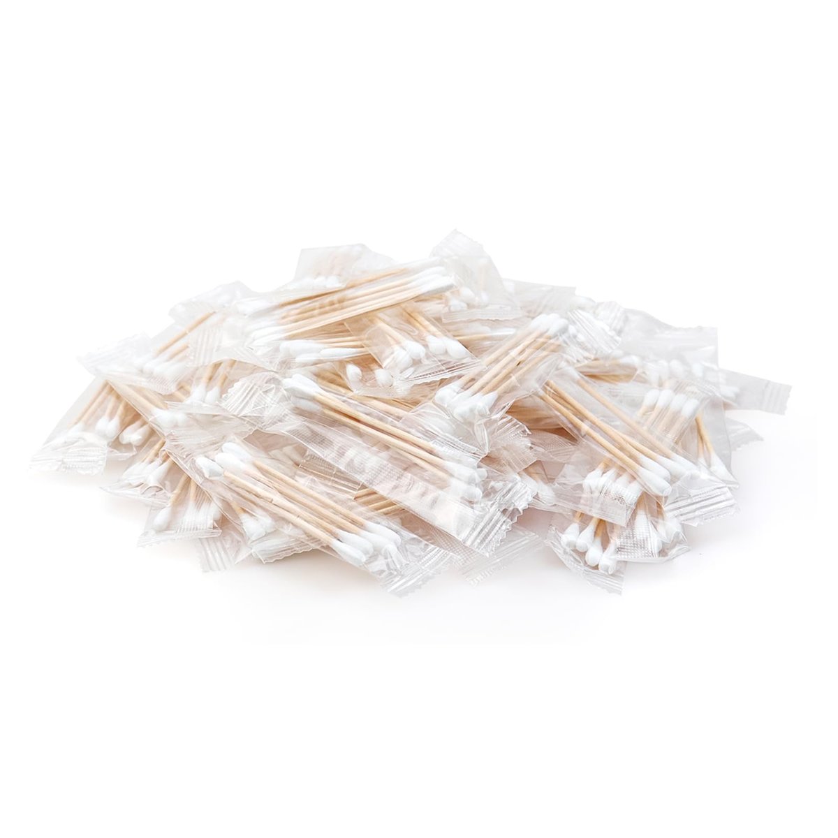 500 Pack Individually Wrapped Cotton Swabs – Double Tipped Wooden Sticks for Ear, Makeup & Craft (4pcs per Bag, 500 Bags, Double Round End) - görsel 1