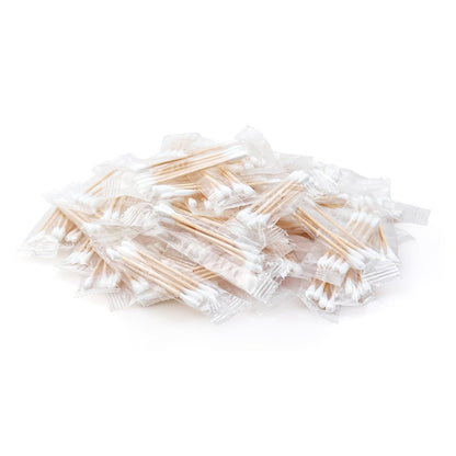 500 Pack Individually Wrapped Cotton Swabs – Double Tipped Wooden Sticks for Ear, Makeup & Craft (4pcs per Bag, 500 Bags, Double Round End)