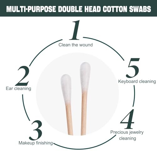 500 Pack Individually Wrapped Cotton Swabs – Double Tipped Wooden Sticks for Ear, Makeup & Craft (4pcs per Bag, 500 Bags, Double Round End) - görsel 6