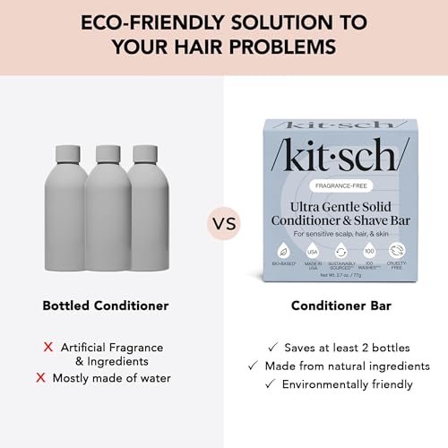Kitsch 2-in-1 Ultra Sensitive Conditioner Bar & Shaving Soap for Sensitive Scalp & Skin – Moisturizing & Anti-Irritation – Scent Free, 5 Ingredients Only – Made in USA – 2.7 oz Avelisse