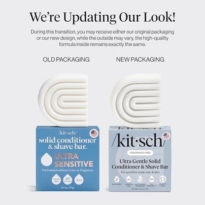 Kitsch 2-in-1 Ultra Sensitive Conditioner Bar & Shaving Soap for Sensitive Scalp & Skin – Moisturizing & Anti-Irritation – Scent Free, 5 Ingredients Only – Made in USA – 2.7 oz Avelisse