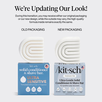 Kitsch 2-in-1 Ultra Sensitive Conditioner Bar & Shaving Soap for Sensitive Scalp & Skin – Moisturizing & Anti-Irritation – Scent Free, 5 Ingredients Only – Made in USA – 2.7 oz Avelisse
