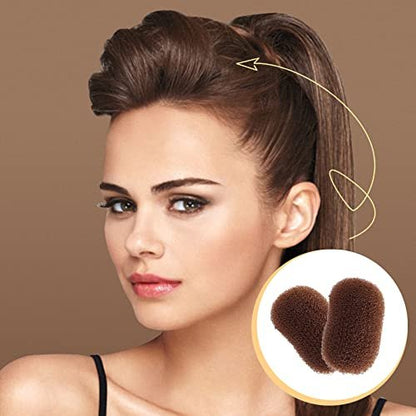 2-Pack Charming Bump It Up Volume Inserts – Coffee Hair Pads for Beehive Styling, Metallic Hair Clip Accessories for Women