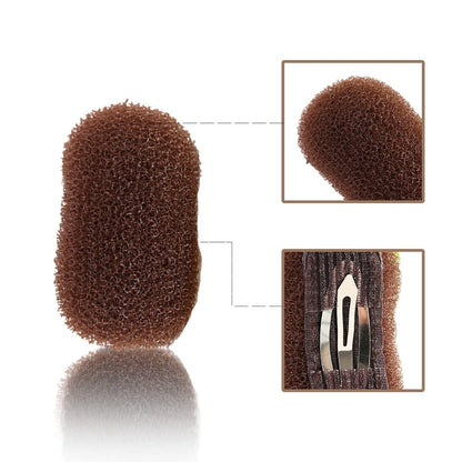 2-Pack Charming Bump It Up Volume Inserts – Coffee Hair Pads for Beehive Styling, Metallic Hair Clip Accessories for Women