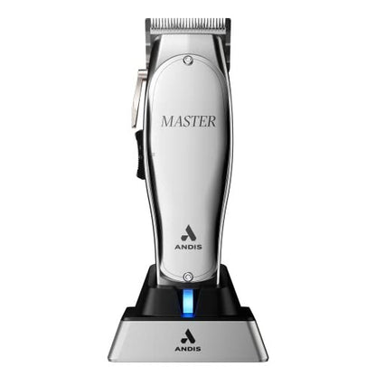 Andis 12660 Professional Master Corded/Cordless Hair Clipper – Adjustable Carbon Steel Blade for Close Cutting, Silver Avelisse