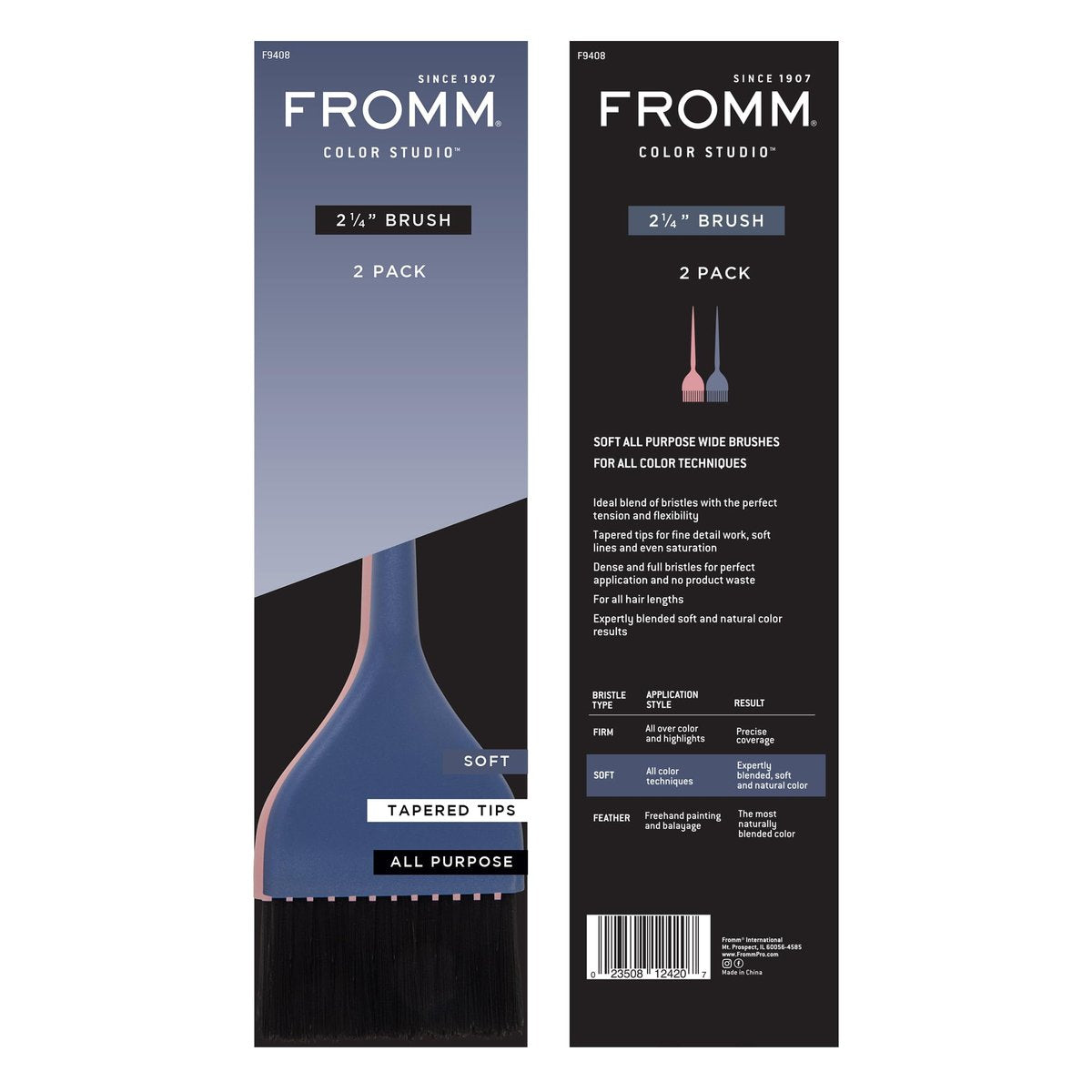 Fromm Color Studio 2-1/4" Soft Wide Color Brush 2-Pack for Hair Stylist with Tapered Tips for All Color Techniques and Hair - görsel 11