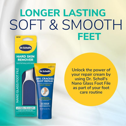 Dr. Scholl's Nano Glass Foot File for Hard Skin - Durable Callus Remover & Foot Scrubber, Hygienic Pedicure Tool, Long Lasting Foot Buffer for Soft Smooth Feet, 1 Count
