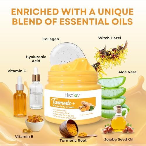 All Natural Turmeric Face Cream for Face & Body - Skin Brightening Lotion, Fights Acne, Evens Tone, Fades Scars, Sun Damage & Age Spots - Pure Turmeric Cream Healing (1.67 oz) - görsel 10