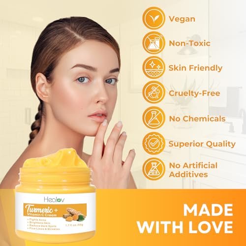 All Natural Turmeric Face Cream for Face & Body - Skin Brightening Lotion, Fights Acne, Evens Tone, Fades Scars, Sun Damage & Age Spots - Pure Turmeric Cream Healing (1.67 oz) - görsel 12