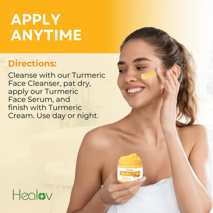 All Natural Turmeric Face Cream for Face & Body - Skin Brightening Lotion, Fights Acne, Evens Tone, Fades Scars, Sun Damage & Age Spots - Pure Turmeric Cream Healing (1.67 oz)