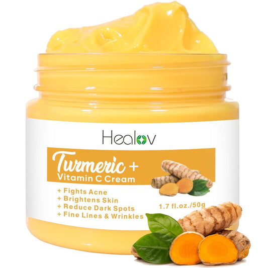 All Natural Turmeric Face Cream for Face & Body - Skin Brightening Lotion, Fights Acne, Evens Tone, Fades Scars, Sun Damage & Age Spots - Pure Turmeric Cream Healing (1.67 oz)