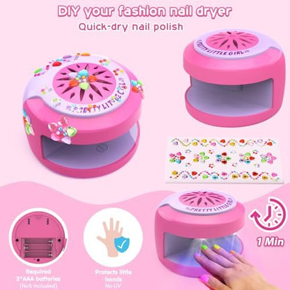 BATTOP Kids Nail Polish Set for Girls - Non-Toxic Water Based Nail Art Kit with Dryer, Fake Nails & Stickers - Perfect Gift for Ages 6-12 Avelisse
