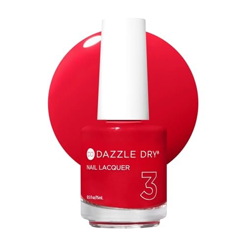 Dazzle Dry Nail Lacquer (Step 3) - Pep Rally - Bright Tomato Red Nail Polish, Full Coverage Cream, 0.5 fl oz Avelisse